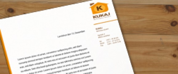 Logo, Briefpapier und Visitenkarten Kukaj Wohnbau